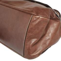 Pre Owned Dolce & Gabbana Brown Soft Leather Studded Handle Tote