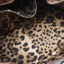 Pre Owned Dolce & Gabbana Brown Soft Leather Studded Handle Tote