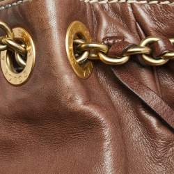 Pre Owned Dolce & Gabbana Brown Soft Leather Studded Handle Tote