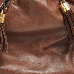 Pre Owned Dolce & Gabbana Brown Soft Leather Studded Handle Tote