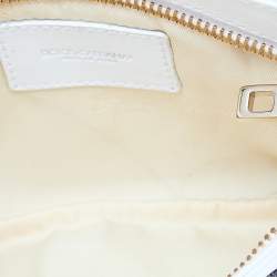Dolce & Gabbana White Leather Embellished Baguette Bag