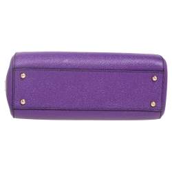 Pre Owned حقيبة يد توتس دولتشي أند غابانا سيسيلي شوبر جلد بنفسجي  