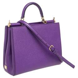 Pre Owned حقيبة يد توتس دولتشي أند غابانا سيسيلي شوبر جلد بنفسجي  