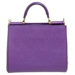 Pre Owned حقيبة يد توتس دولتشي أند غابانا سيسيلي شوبر جلد بنفسجي  