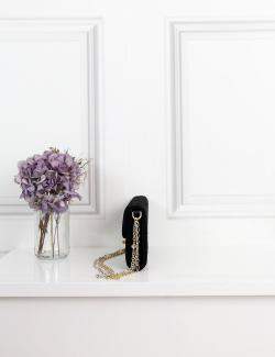 Pre Owned Dolce & Gabbana Black Lace Padlock Chain Clutch Bag 