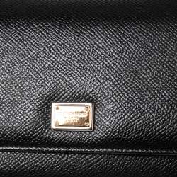 Pre Owned محفظة بسلسلة دولتشي أند غابانا ميس سيسيلي فون جلد أسود