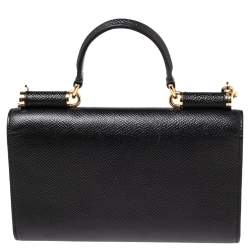 Pre Owned محفظة بسلسلة دولتشي أند غابانا ميس سيسيلي فون جلد أسود