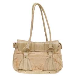 Pre Owned Dolce & Gabbana Beige Eel Leather and Fur Satchel
