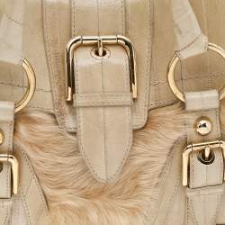 Pre Owned Dolce & Gabbana Beige Eel Leather and Fur Satchel