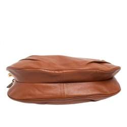 Dolce & Gabbana Brown Leather Pleated Hobo