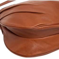 Dolce & Gabbana Brown Leather Pleated Hobo