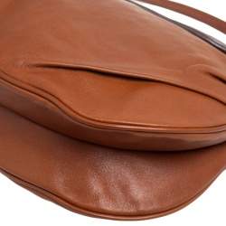 Dolce & Gabbana Brown Leather Pleated Hobo