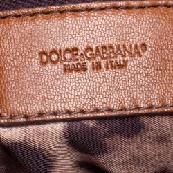 Dolce & Gabbana Brown Leather Pleated Hobo