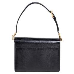 مملوكة مسبقًا Dolce & Gabbana Black Lizard Embossed Leather Medium Lucia Medium Shoulder Bag