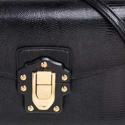 مملوكة مسبقًا Dolce & Gabbana Black Lizard Embossed Leather Medium Lucia Medium Shoulder Bag