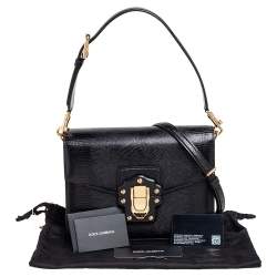 مملوكة مسبقًا Dolce & Gabbana Black Lizard Embossed Leather Medium Lucia Medium Shoulder Bag