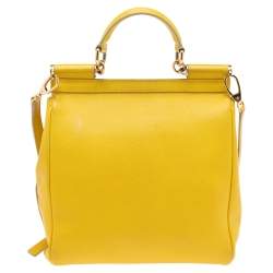 مملوكة مسبقًا Dolce & Gabbana Yellow Dauphine Leather Miss Sicily Top Handle Bag
