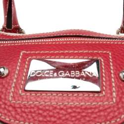 Dolce & Gabbana Red/Offwhite Leather And Canvas Miss Easy Way Boston Bag