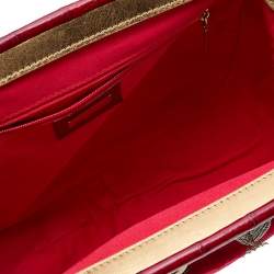 Pre Owned Dolce & Gabbana Red Velvet and Eel Leather Embroidered Satchel