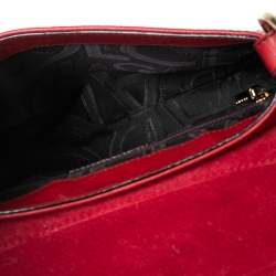 Pre Owned Dolce & Gabbana Red Pebbled Leather Ring Shoulder Bag