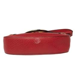 Pre Owned Dolce & Gabbana Red Pebbled Leather Ring Shoulder Bag