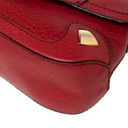 Pre Owned Dolce & Gabbana Red Pebbled Leather Ring Shoulder Bag