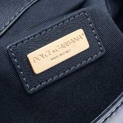 Pre Owned Dolce & Gabbana Purple/Black Leopard Print Patent Leather Small Miss Sicily Top Handle Bag