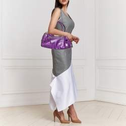 Pre Owned Dolce & Gabbana Purple Leather Miss Easy Way Boston Bag