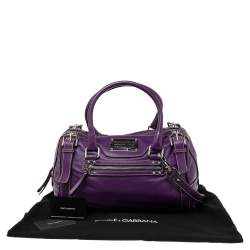 Pre Owned Dolce & Gabbana Purple Leather Miss Easy Way Boston Bag
