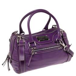 Pre Owned Dolce & Gabbana Purple Leather Miss Easy Way Boston Bag