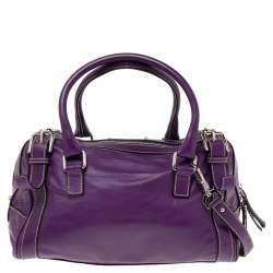 Pre Owned Dolce & Gabbana Purple Leather Miss Easy Way Boston Bag
