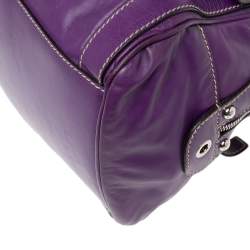 Pre Owned Dolce & Gabbana Purple Leather Miss Easy Way Boston Bag