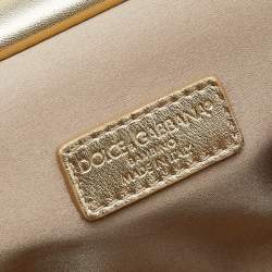 Pre Owned Dolce & Gabbana Metallic Gold Leather Mini Miss Sicily Top Handle Bag
