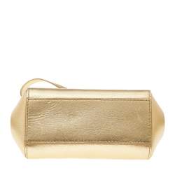 Pre Owned Dolce & Gabbana Metallic Gold Leather Mini Miss Sicily Top Handle Bag