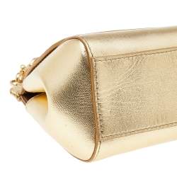 Pre Owned Dolce & Gabbana Metallic Gold Leather Mini Miss Sicily Top Handle Bag