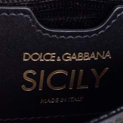 Pre Owned Dolce & Gabbana Black Lizard Embossed Leather Mini Miss Sicily Top Handle Bag