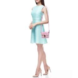 Pre Owned Dolce & Gabbana Pink Leather Lucia Crystals Shoulder Bag 