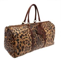 Dolce & Gabbana Brown Leopard Print Coated Canvas and Leather Miss Escape Duffel Bag