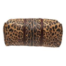 Dolce & Gabbana Brown Leopard Print Coated Canvas and Leather Miss Escape Duffel Bag