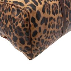 Dolce & Gabbana Brown Leopard Print Coated Canvas and Leather Miss Escape Duffel Bag
