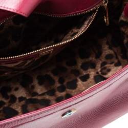 Pre Owned Dolce & Gabbana Red Leather Large Miss Sicily Top Handle Bag