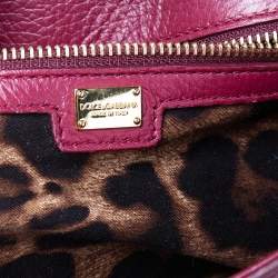 Pre Owned Dolce & Gabbana Red Leather Large Miss Sicily Top Handle Bag