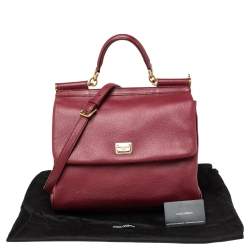 Pre Owned Dolce & Gabbana Red Leather Large Miss Sicily Top Handle Bag