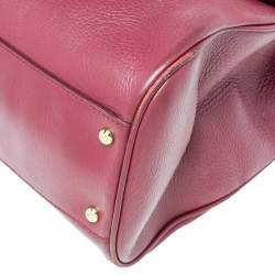 Pre Owned Dolce & Gabbana Red Leather Large Miss Sicily Top Handle Bag