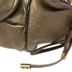 Pre Owned Dolce & Gabbana Metallic Olive Green Leather Tassel Satchel 