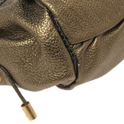 Pre Owned Dolce & Gabbana Metallic Olive Green Leather Tassel Satchel 