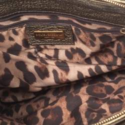 Pre Owned Dolce & Gabbana Metallic Olive Green Leather Tassel Satchel 