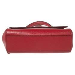 Pre Owned Dolce & Gabbana Red Leather Small Miss Sicily Top Handle Bag