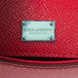 Pre Owned Dolce & Gabbana Red Leather Small Miss Sicily Top Handle Bag