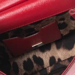 Pre Owned Dolce & Gabbana Red Leather Small Miss Sicily Top Handle Bag